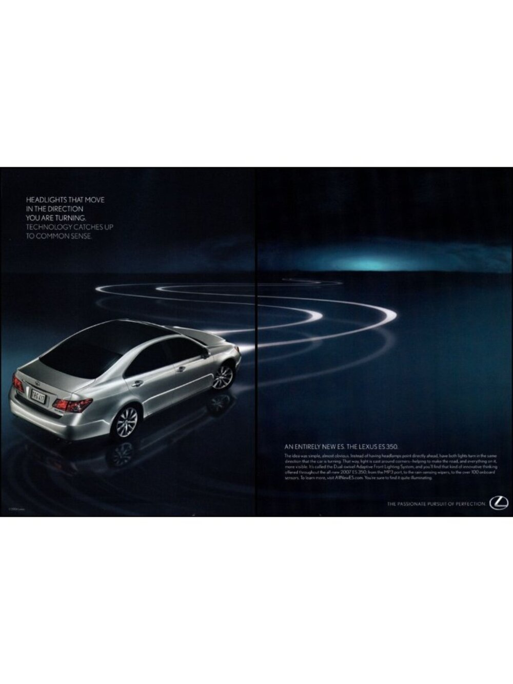 2007 Lexus ES 350 Luxury Sedan Vintage Print Ad Northern Lights Wall Art
